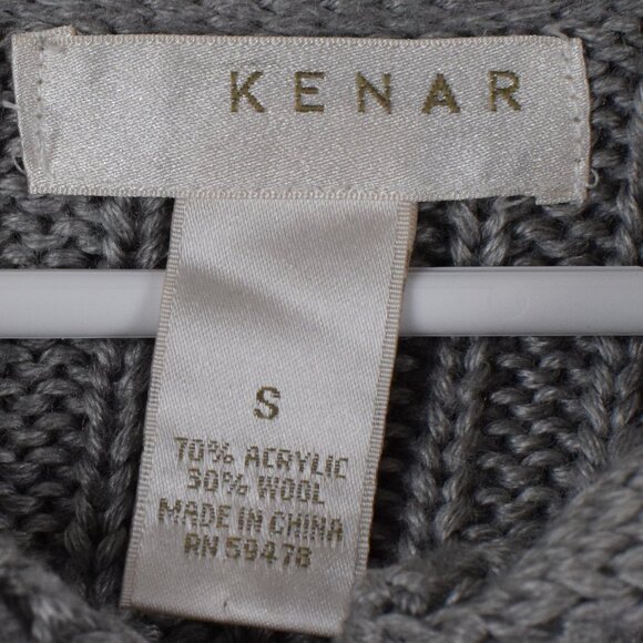 Kenar Wool Blend Grey Asymmetrical Neck Long Button Cardigan Sweater Winter Fall - Picture 13 of 13